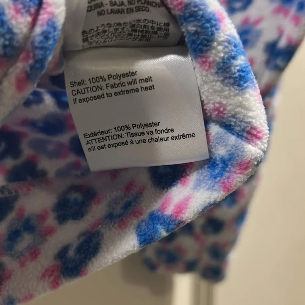Obermeyer 1/4 ZipUp floral Fleece Pullover long sleeve jacket girls size L